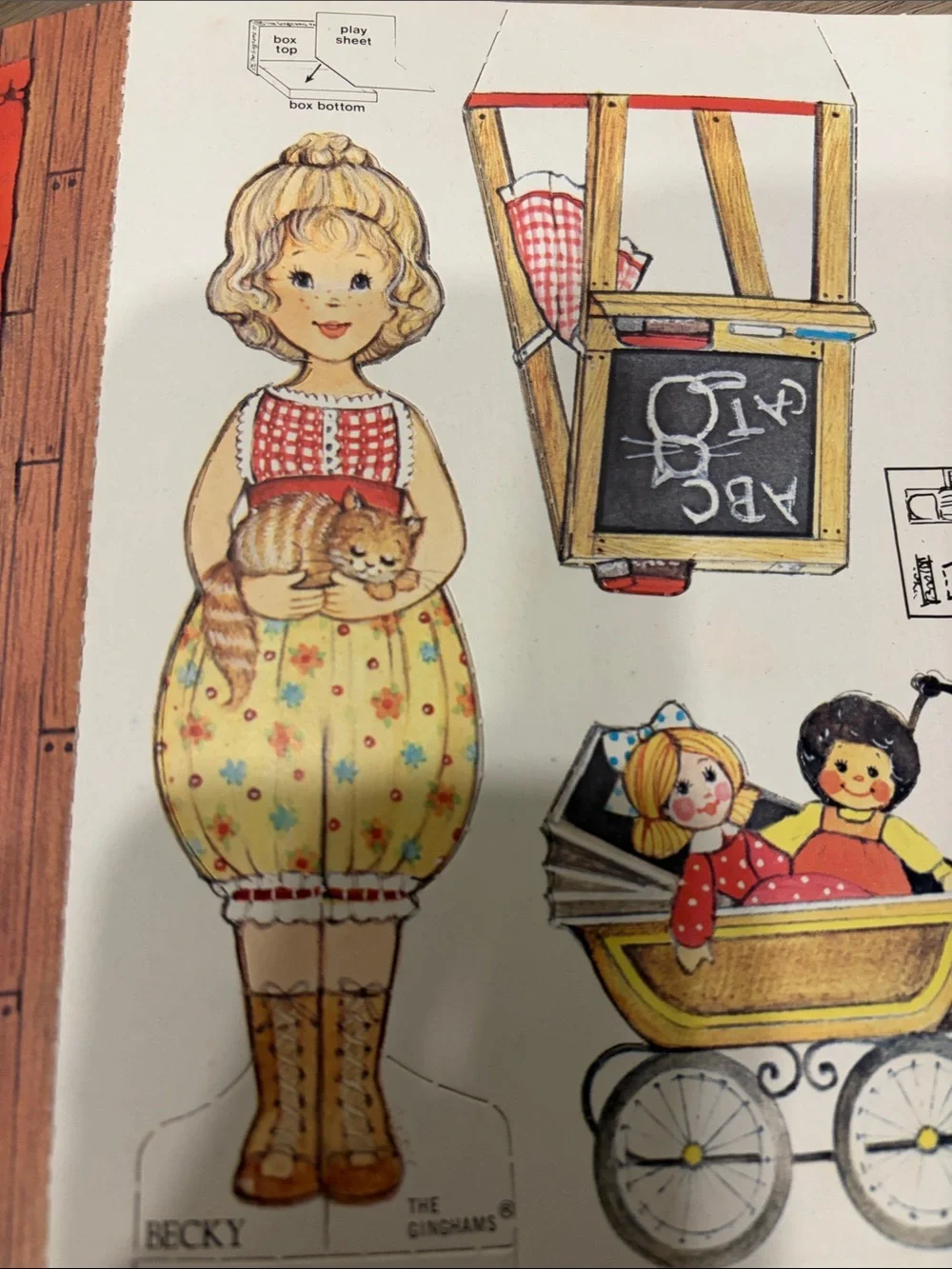 Vintage The Ginghams Becky’s Playroom Paper Doll & Play Set - Yellow Gingham